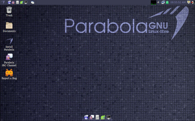  [Screenshot of Parabola with LXDE desktop] 