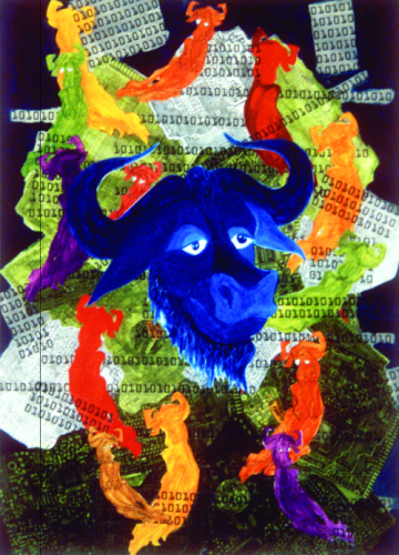  [Poster featuring a blue GNU head] 
