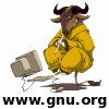 ‚Schwebendes, meditierendes und Flöte spielendes GNU‘-Avatar