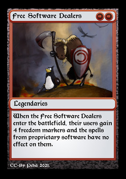  [Fantasy game card based on the Free Software Dealers] 