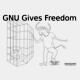  [GNU liberating a computer] 