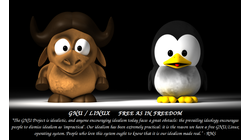  [Baby Gnu and baby Tux wallpaper with the GNU Project
          definition] 