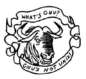  [GNU head with motto on banderoles] 