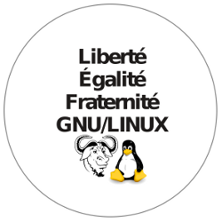 ‚Freiheit, Gleichheit, Brüderlichkeit‘-Button auf Französisch