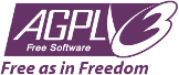  [Large GNU AGPLv3 logo with “Free as in Freedom”] 