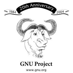  [GNU's 20th anniversary t-shirt, front] 