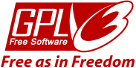  [Logo grande da GPLv3 com “Free as in Freedom”, que significa “Livre
como em Liberdade” em inglês] 