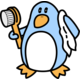  [A penguin getting out of the shower] 