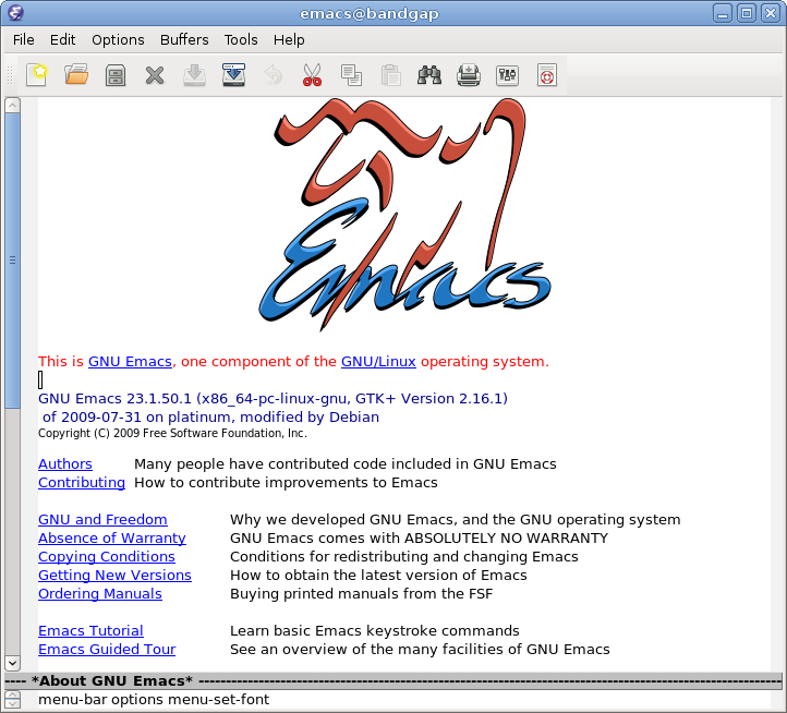 Emacs の起動画面