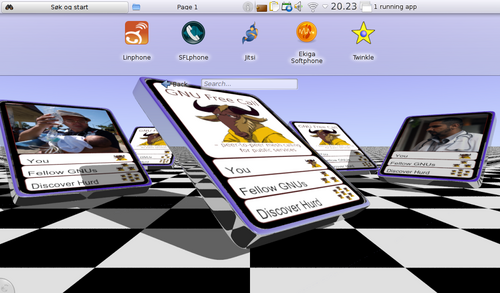  [Netbook desktop with
several free software calling apps] 