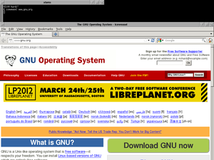 Iceweasel running on GNU/Hurd